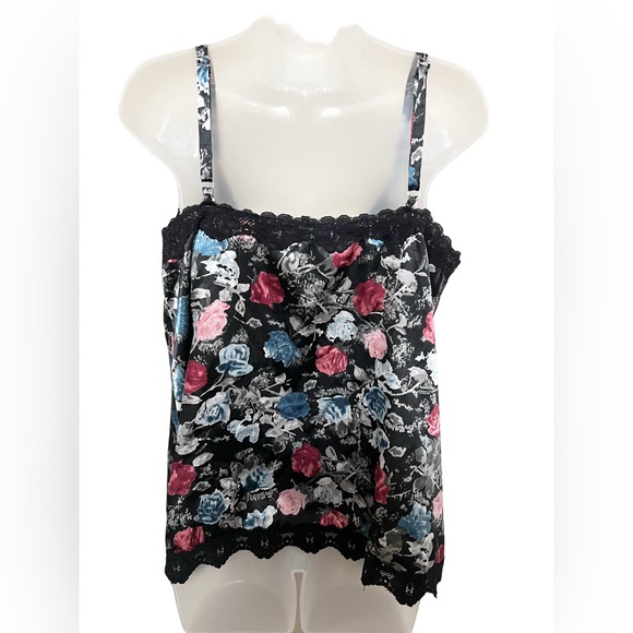 Y2K Torrid 2X Lace Satin Cami Tank Dark Floral Romantic Going Out Grunge - Picture 5 of 9